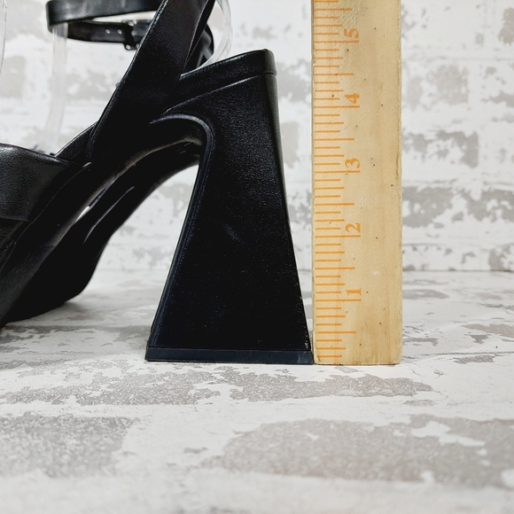 NEW Abound Tracy Black Faux Leather Open Toe Ankle Strap Heeled Sandals V449 - Picture 2 of 11